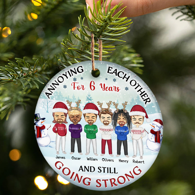 Best Friends Annoying Each Other - Christmas Gift For BFF And Siblings - Personalized Custom Circle Ceramic Ornament