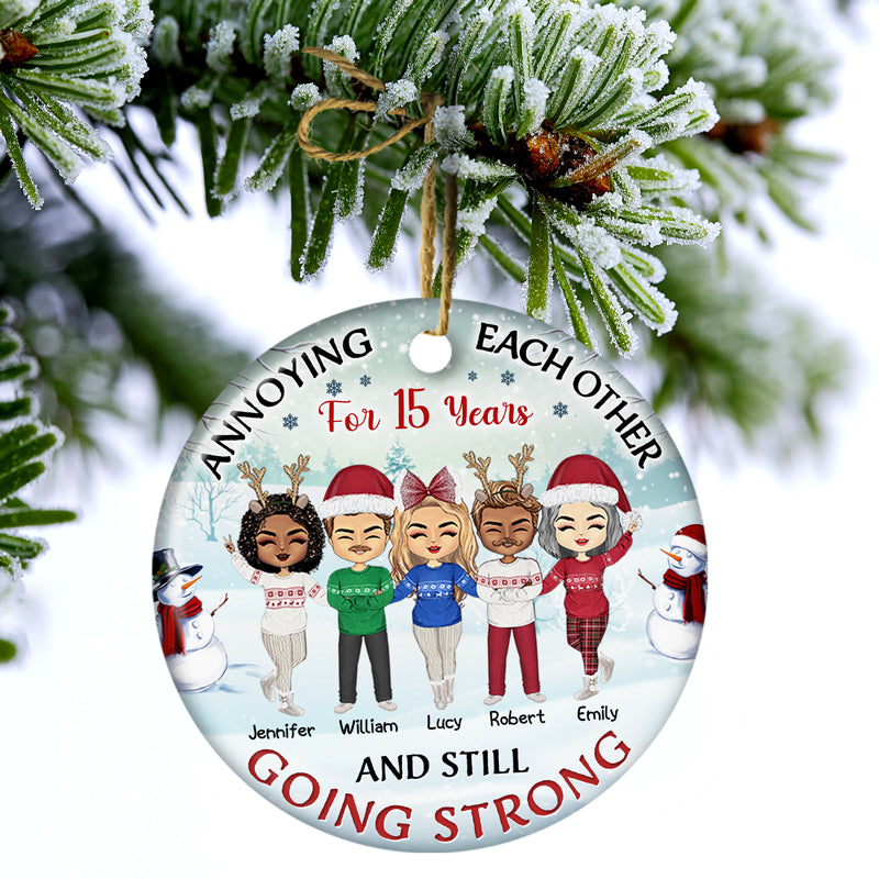 Best Friends Annoying Each Other - Christmas Gift For BFF And Siblings - Personalized Custom Circle Ceramic Ornament