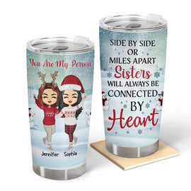 Side By Side Or Miles Apart Sisters And Brothers, Best Friends - Christmas Gift - Personalized Custom Tumbler