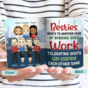 Besties Bonding Over Work Office Friends - BFF Bestie Gift - Personalized Custom White Edge-to-Edge Mug