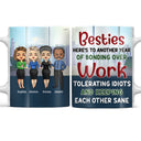 Besties Bonding Over Work Office Friends - BFF Bestie Gift - Personalized Custom White Edge-to-Edge Mug