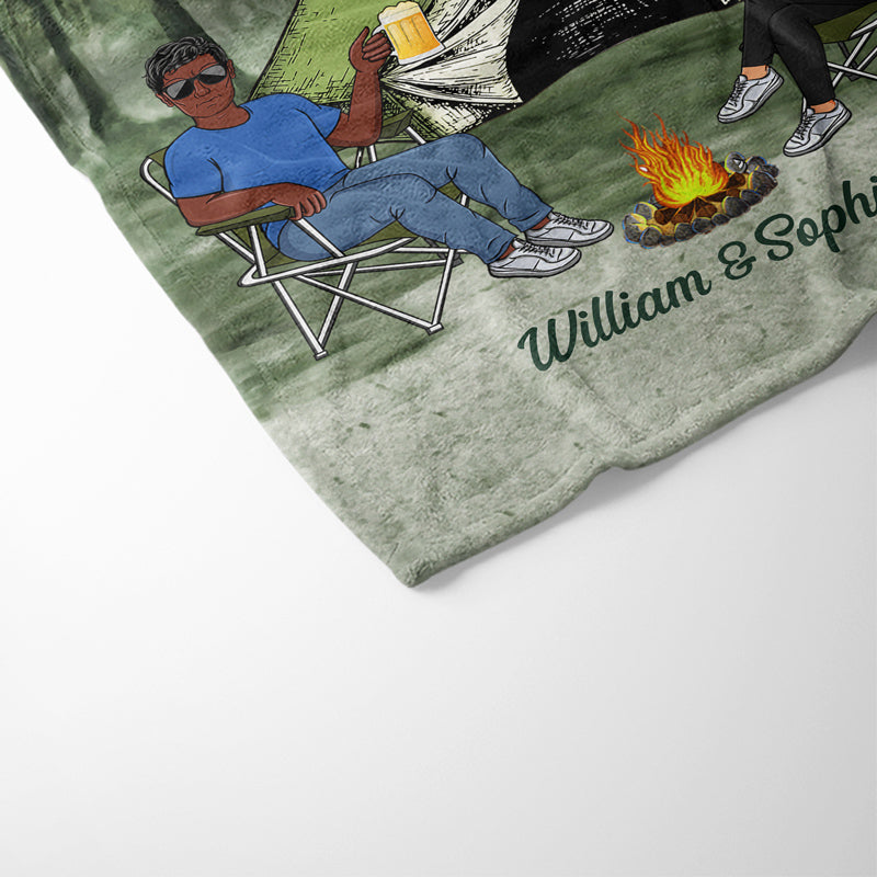 Camping Partners For Life Husband Wife Camping Couple - Personalized Custom Fleece Blanket