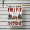 Fire Pit Where Music Gets Played Husband Wife Camping Couple - Personalized Custom Flag