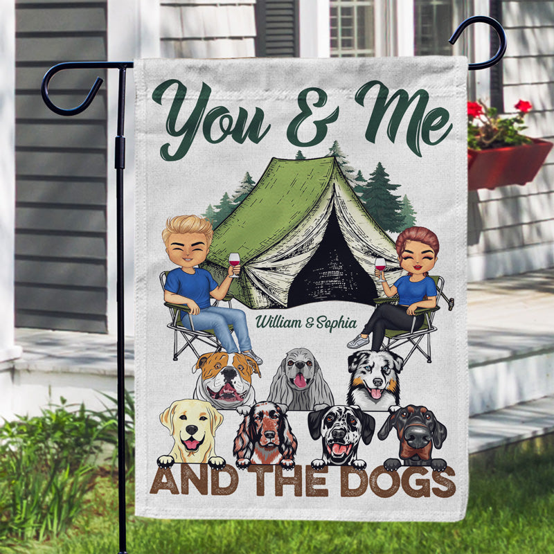 You & Me And The Dogs Camping Husband Wife - Couple Gift - Personalized Custom Flag