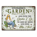 And Into The Garden I Go Gardening Girl - Garden Sign - Personalized Custom Classic Metal Signs