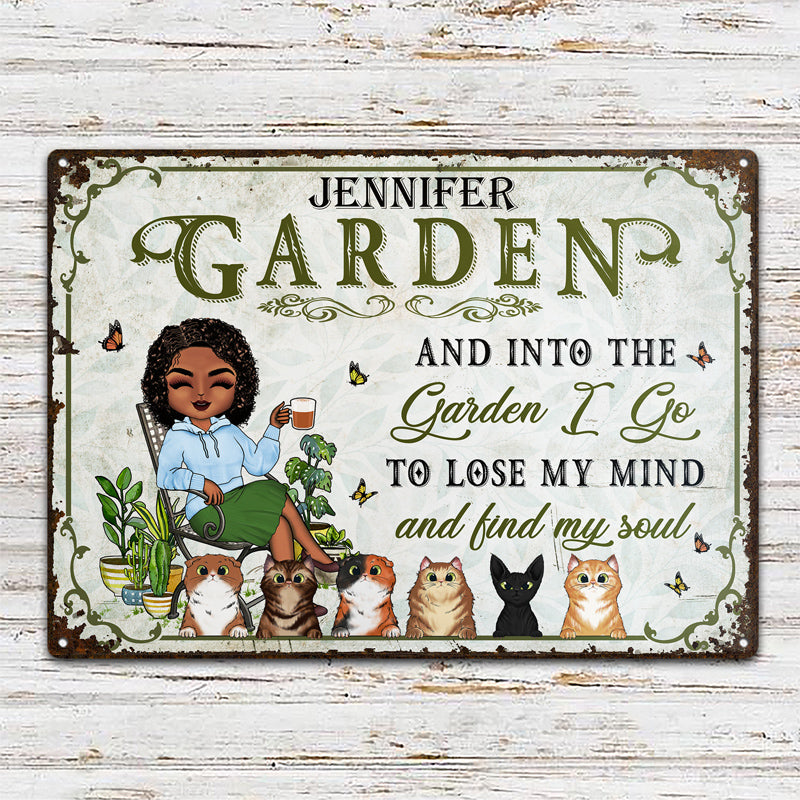 And Into The Garden I Go Gardening Cat Lovers - Garden Sign - Personalized Custom Classic Metal Signs