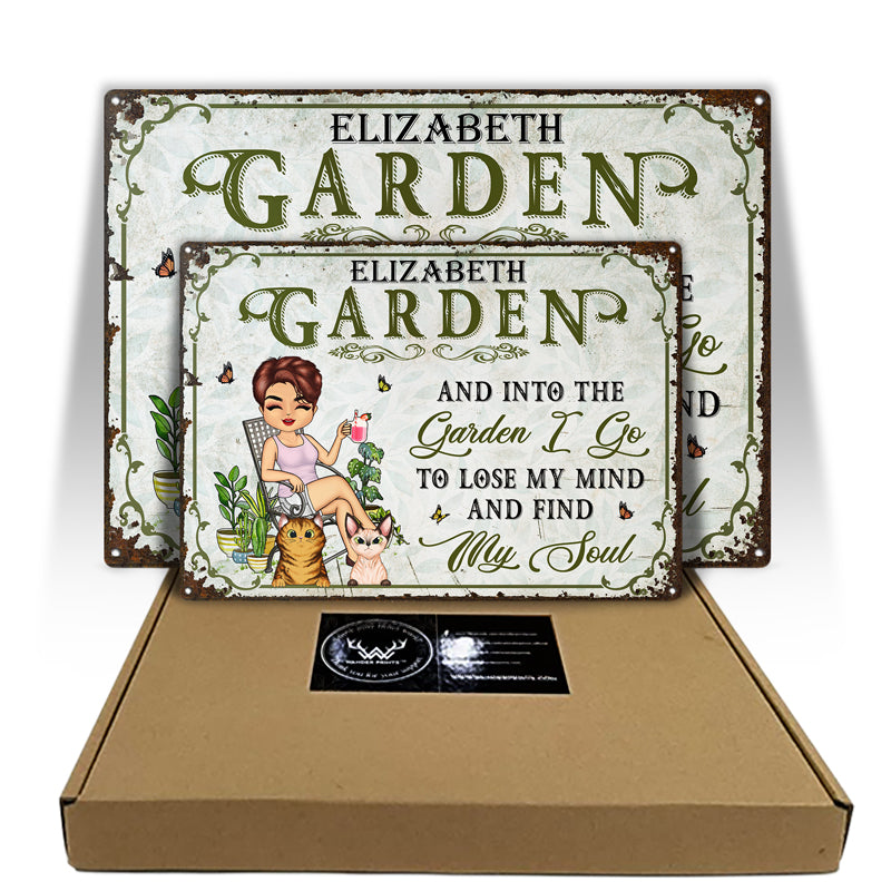 And Into The Garden I Go Gardening Cat Lovers - Garden Sign - Personalized Custom Classic Metal Signs