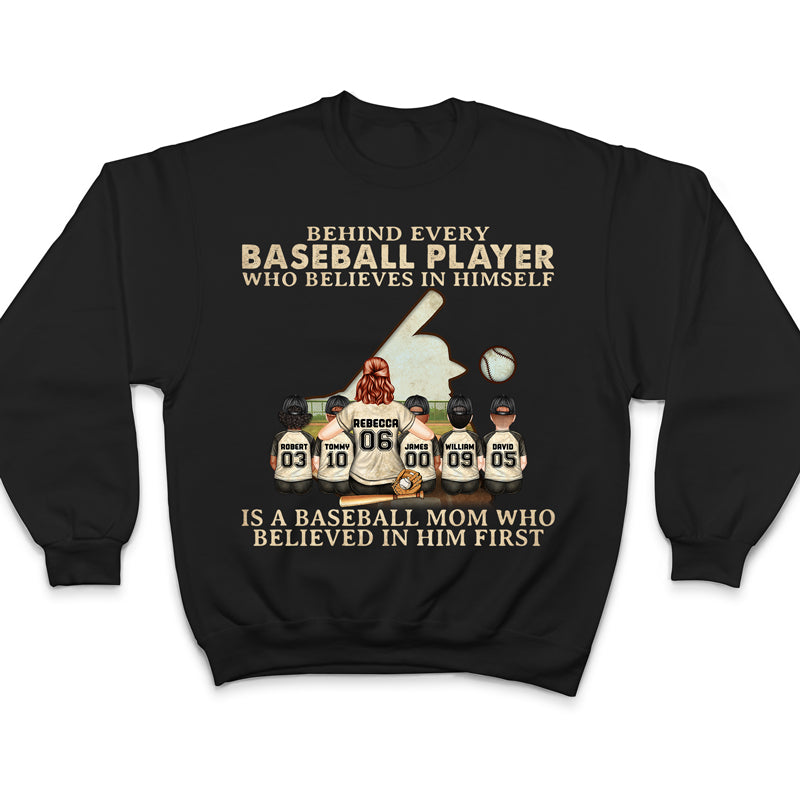 Baseball Mom Behind Every Baseball Player - Gift For Mother - Personalized Custom T Shirt