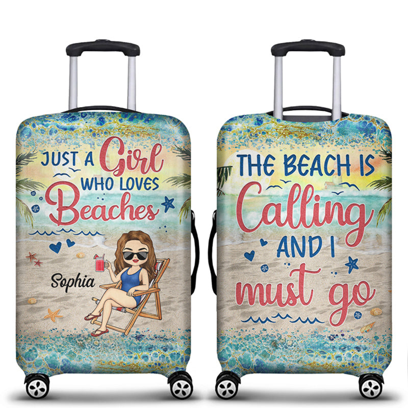 Just A Girl Who Loves Beaches Traveling - Gift For Women - Personalized Custom Luggage Cover