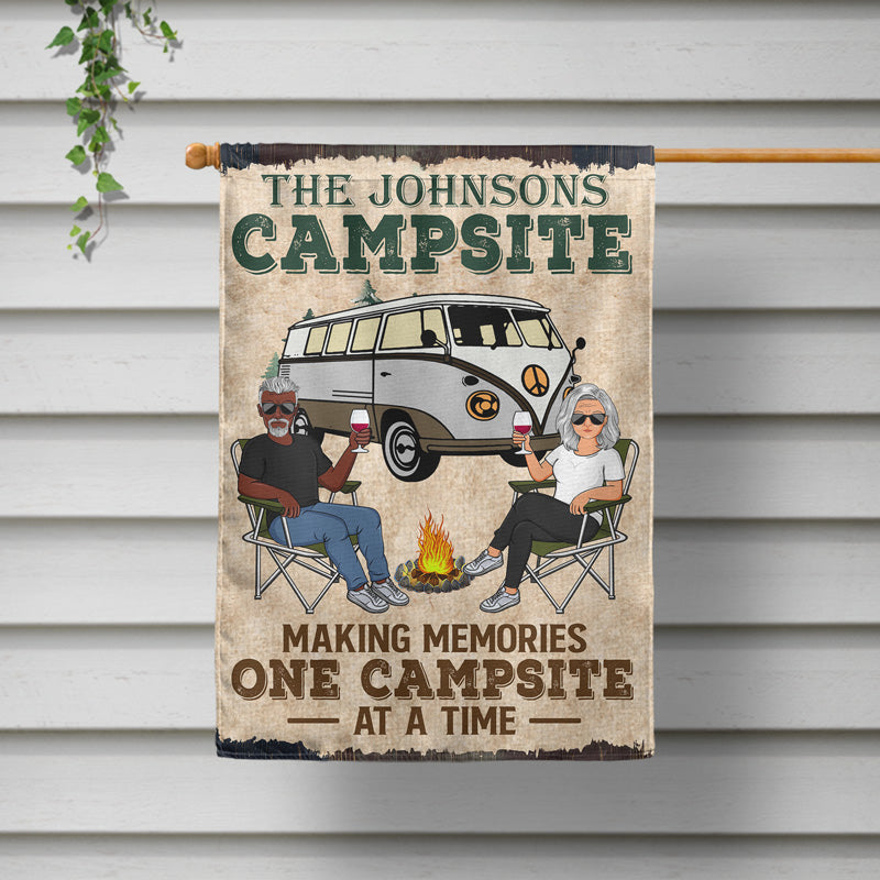 Making Memories One Campsite At A Time Camping Family - Backyard Sign - Personalized Custom Flag