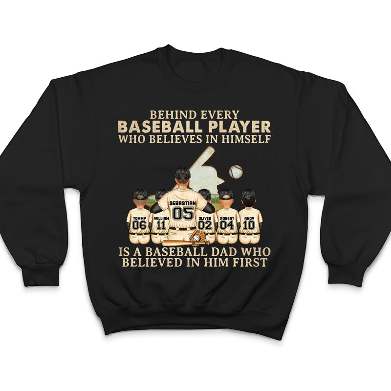 Baseball Dad Behind Every Baseball Player - Father Gift - Personalized Custom T Shirt