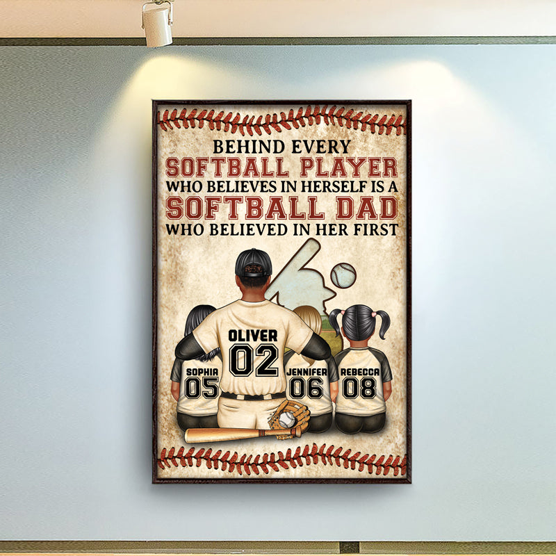 Baseball Dad Behind Every Baseball Player - Father Gift - Personalized Custom Poster