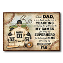 Baseball Dear Dad Thank You For Teaching Me - Father Gift - Personalized Custom Poster