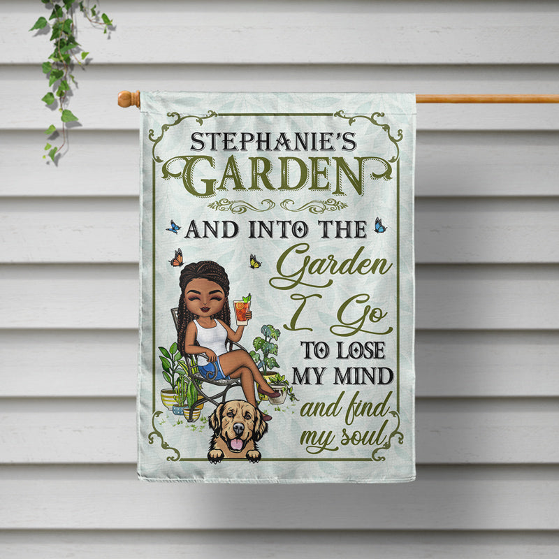 And Into The Garden I Go Gardening Dog Lovers - Garden Decor - Personalized Custom Flag