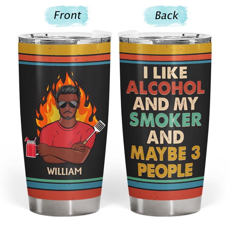 That's What I Do I Drink I Grill And I Know Things Husband Dad Grandpa - Funny Grilling Gift For Men - Personalized Custom Tumbler