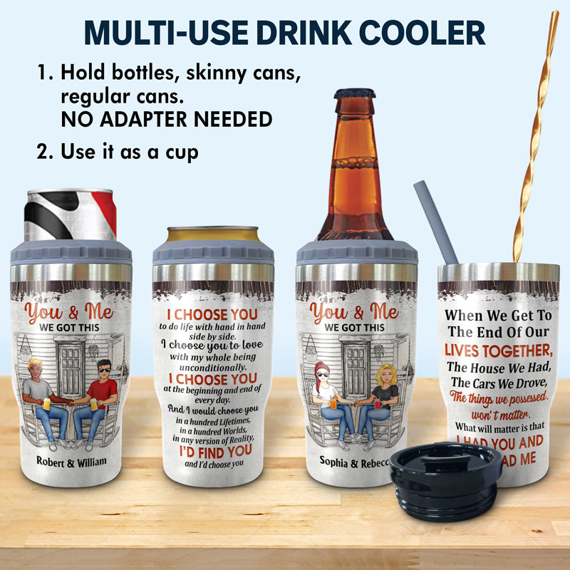 Family Couple Husband And Wife Drinking Buddies For Life - Couple Gift - Personalized Custom Triple 3 In 1 Can Cooler