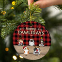 Happy Pawlidays Christmas Dog Cat - Christmas Gift For Dog Lovers & Cat Lovers - Personalized Custom Circle Ceramic Ornament