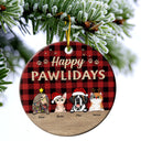 Happy Pawlidays Christmas Dog Cat - Christmas Gift For Dog Lovers & Cat Lovers - Personalized Custom Circle Ceramic Ornament