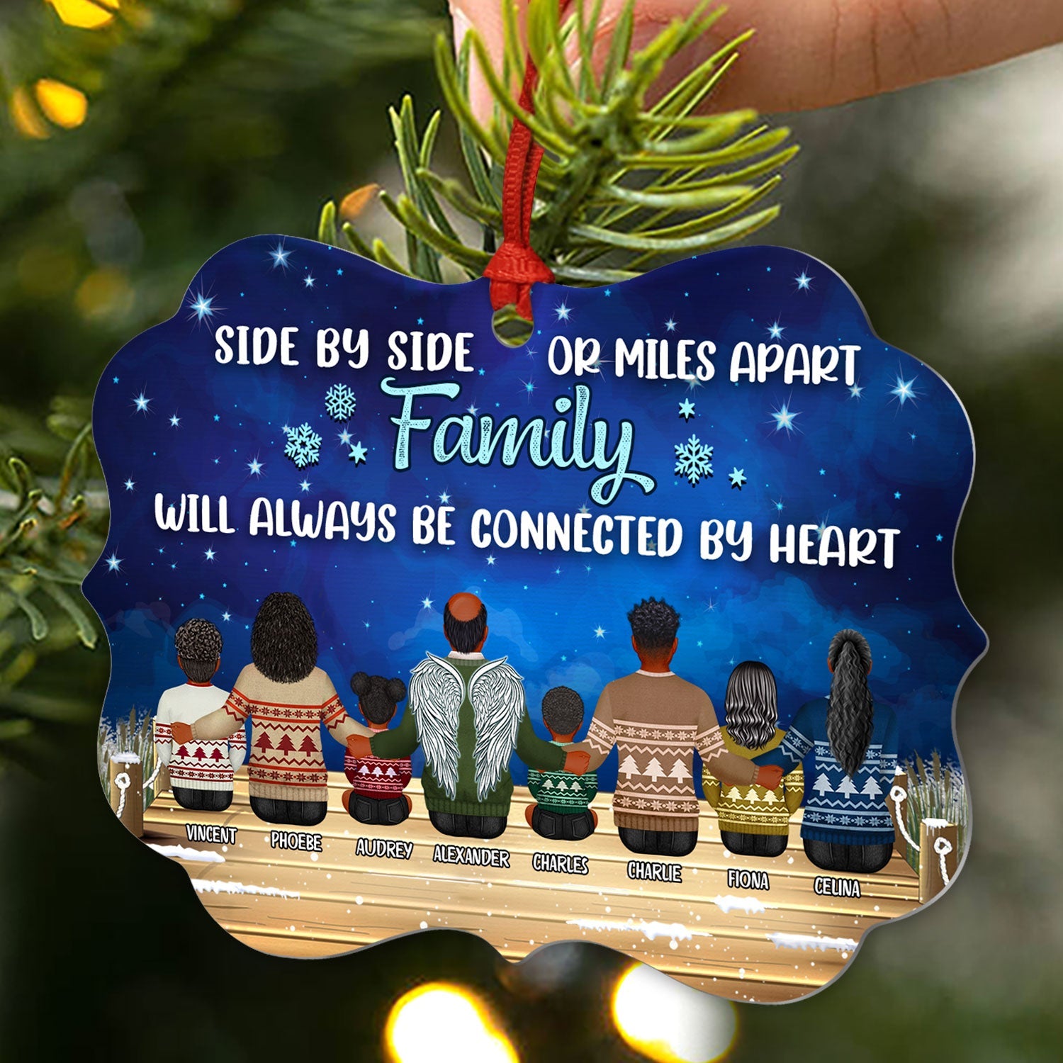 Family Side By Side Or Miles Apart Grandparents & Grandkids - Christmas Gift For Family - Personalized Custom Aluminum Ornament