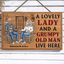 A Lovely Lady And A Grumpy Old Man Live Here - Anniversary, Birthday, Home Decor Gift For Spouse, Lover, Husband, Wife, Boyfriend, Girlfriend, Couple - Personalized Custom Wood Rectangle Sign