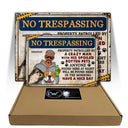 No Trespassing Property Patrolled By Crazy Woman - Home Decor, Backyard Decor, Gift For Dog Lovers & Cat Lovers - Personalized Custom Classic Metal Signs