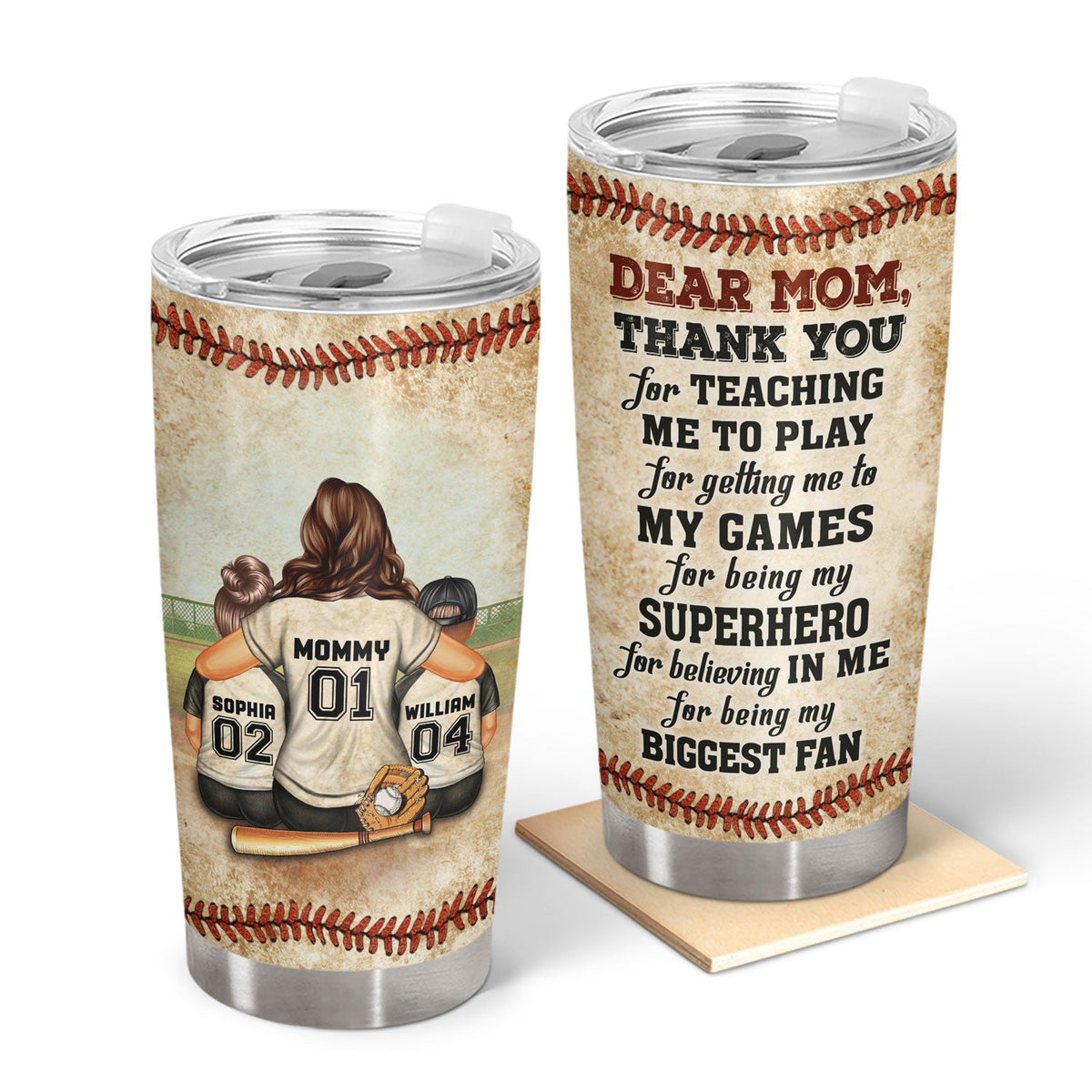 Dear Mom Thank You For Teaching Me - Birthday, Loving Gift For Baseball, Softball Fan, Mom, Mother - Personalized Custom Tumbler