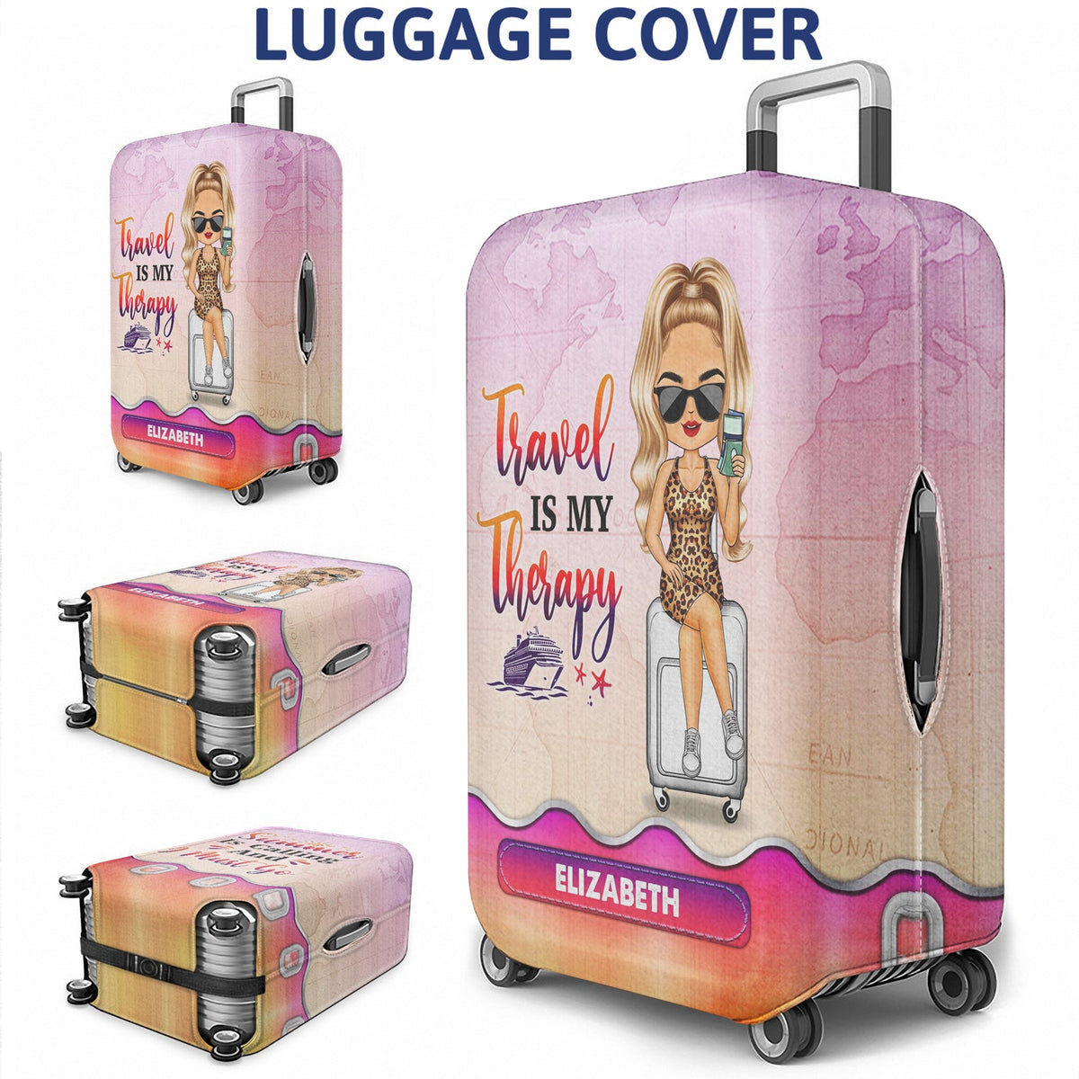 Just A Girl Boy Chibi Who Loves Traveling - Birthday Gift For Him, Her, Vacation Lovers - Personalized Custom Luggage Cover