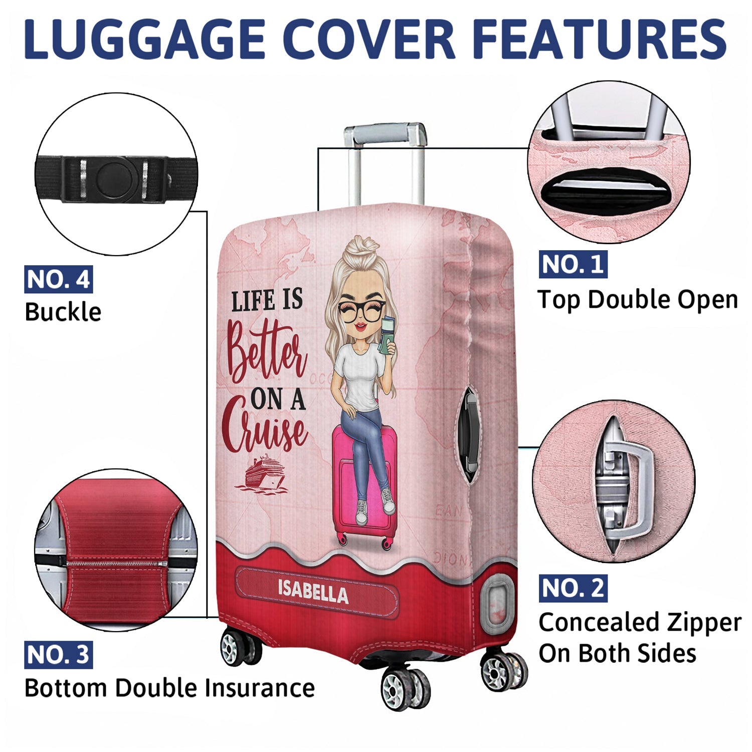 Just A Girl Boy Chibi Who Loves Traveling - Birthday Gift For Him, Her, Vacation Lovers - Personalized Custom Luggage Cover