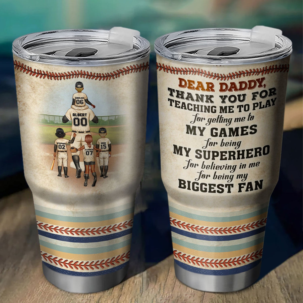 Dear Dad Thank You For Teaching Me - Gift For Father, Baseball Fans, Softball - Personalized Custom 30 Oz Tumbler