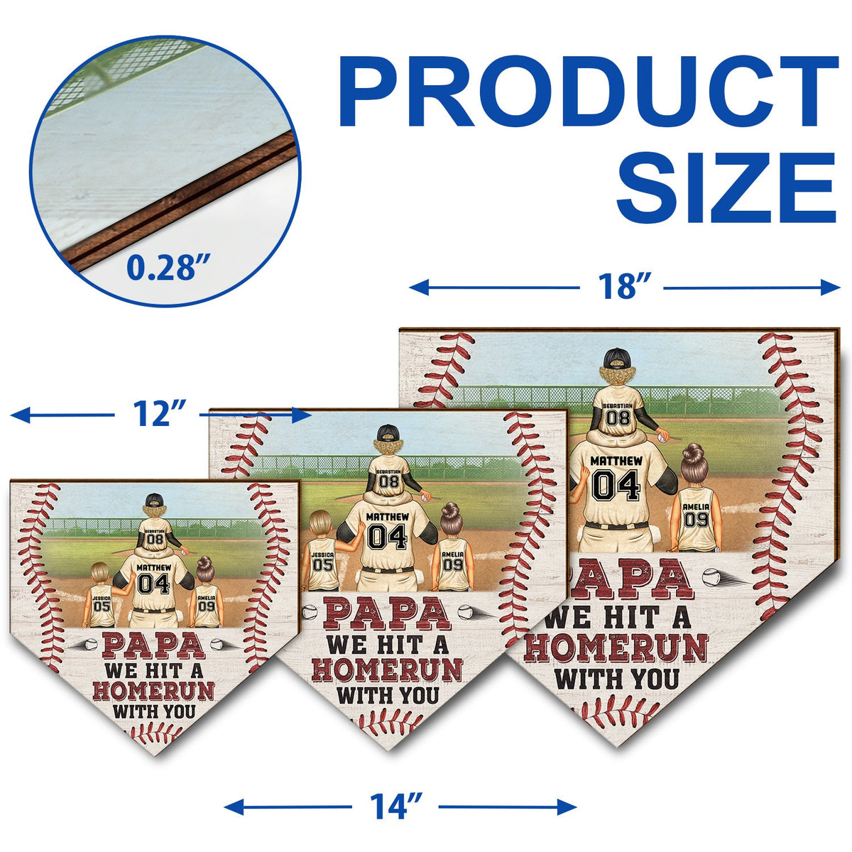 Dad We Hit A Homerun With You - Gift For Family, Father, Baseball, Softball Fans - Personalized Custom Shaped Wood Sign