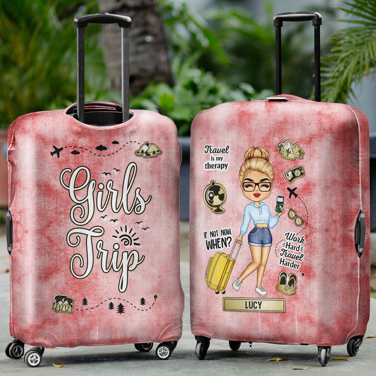 The Sky Is Calling And I Must Go - Birthday Gift For Him, Her, Travel, Vacation Lovers - Personalized Custom Luggage Cover