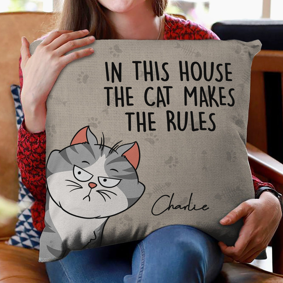 We Rule The House - Home Decor, Birthday, Funny, Housewarming Gift For Cat Lovers - Personalized Pillow