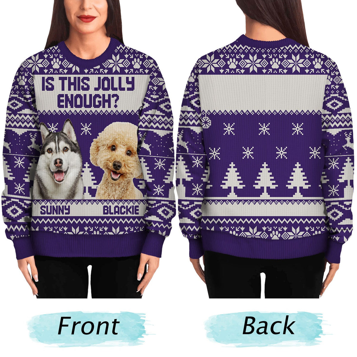 Custom Photo Is This Jolly Enough - Christmas Gift For Dog, Cat, Pet Lovers - Personalized Unisex Ugly Sweater