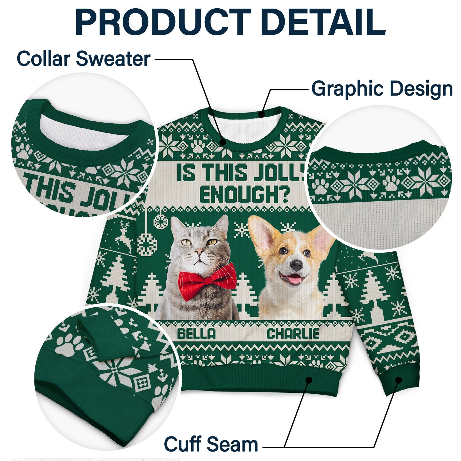 Custom Photo Is This Jolly Enough - Christmas Gift For Dog, Cat, Pet Lovers - Personalized Unisex Ugly Sweater