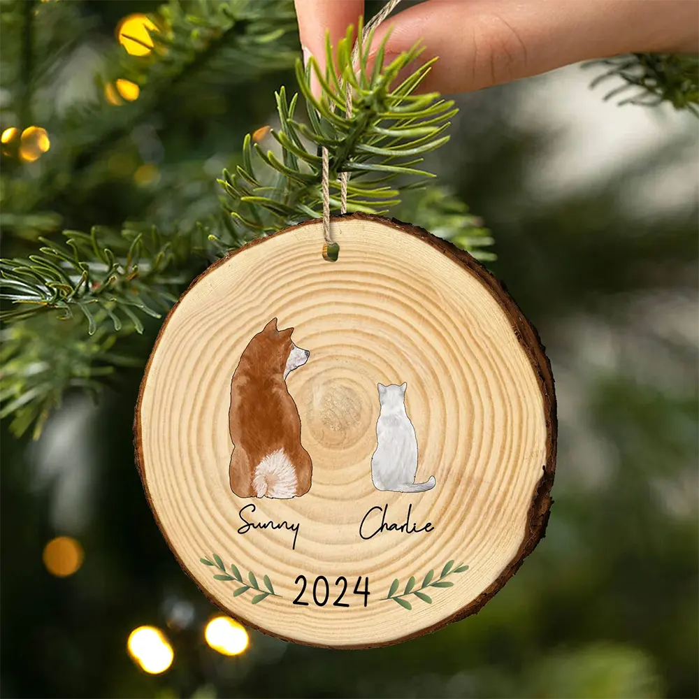 My Dogs Cats Pet 2024 - Gift For Dog Cat Lovers - Personalized Wood Slice Ornament