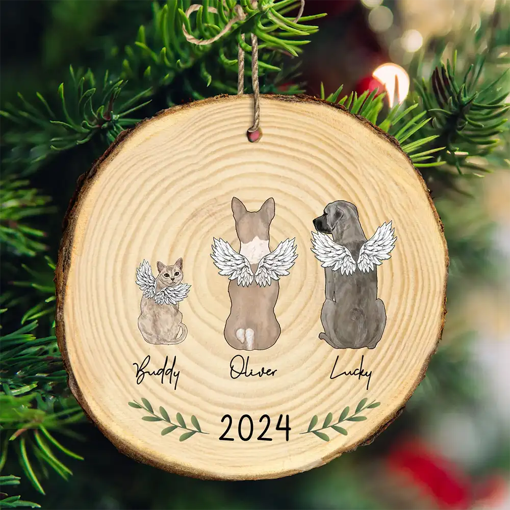 My Dogs Cats Pet 2024 - Gift For Dog Cat Lovers - Personalized Wood Slice Ornament