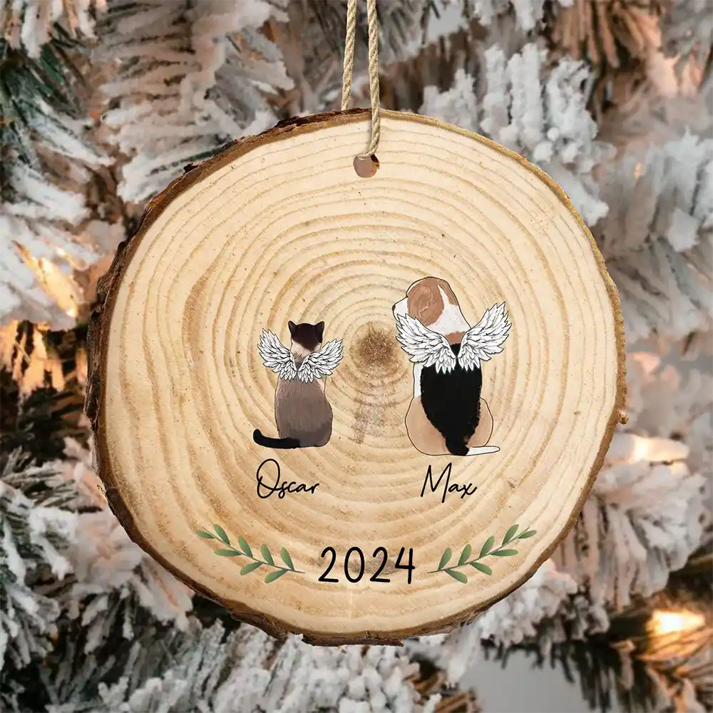 My Dogs Cats Pet 2024 - Gift For Dog Cat Lovers - Personalized Wood Slice Ornament