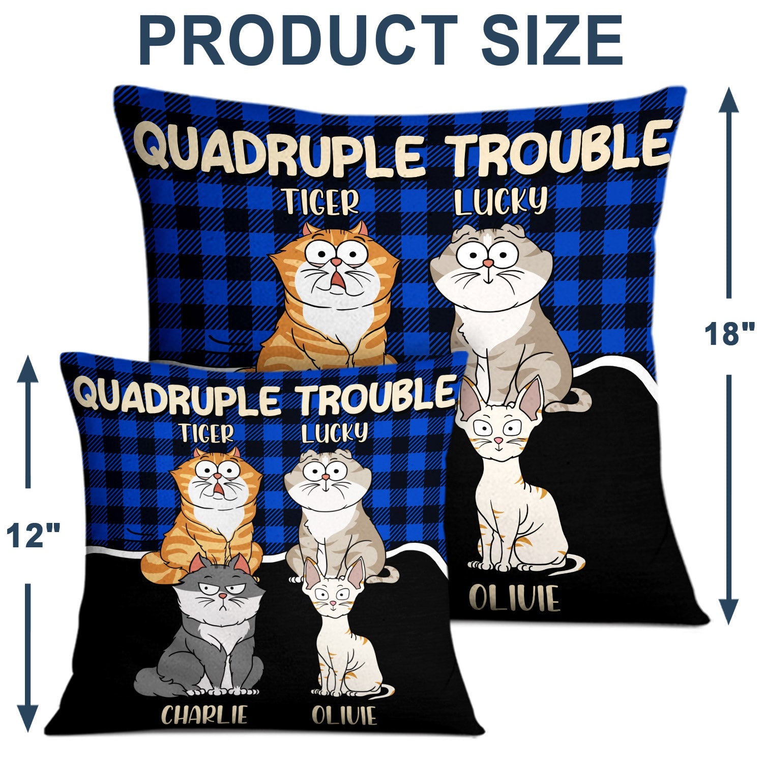 Double Trouble - Gift For Cat Lovers - Personalized Pillow