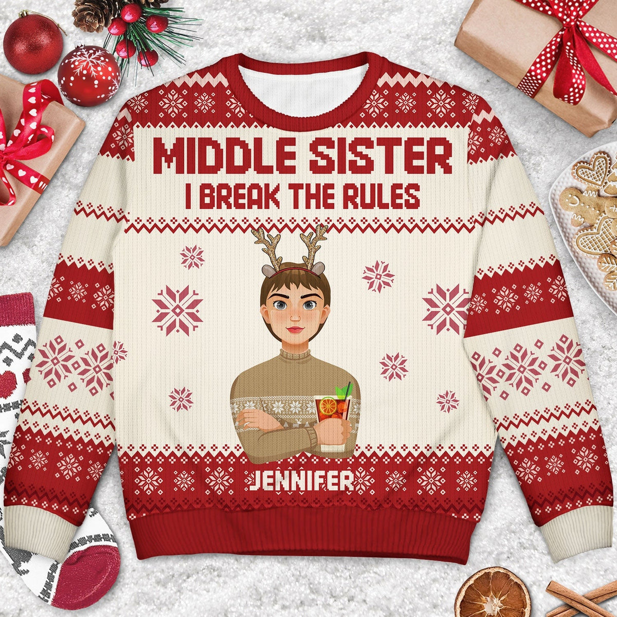 Sibling Rules - Christmas Gift For Sister, Brother, Siblings, Family - Personalized Unisex Ugly Sweater