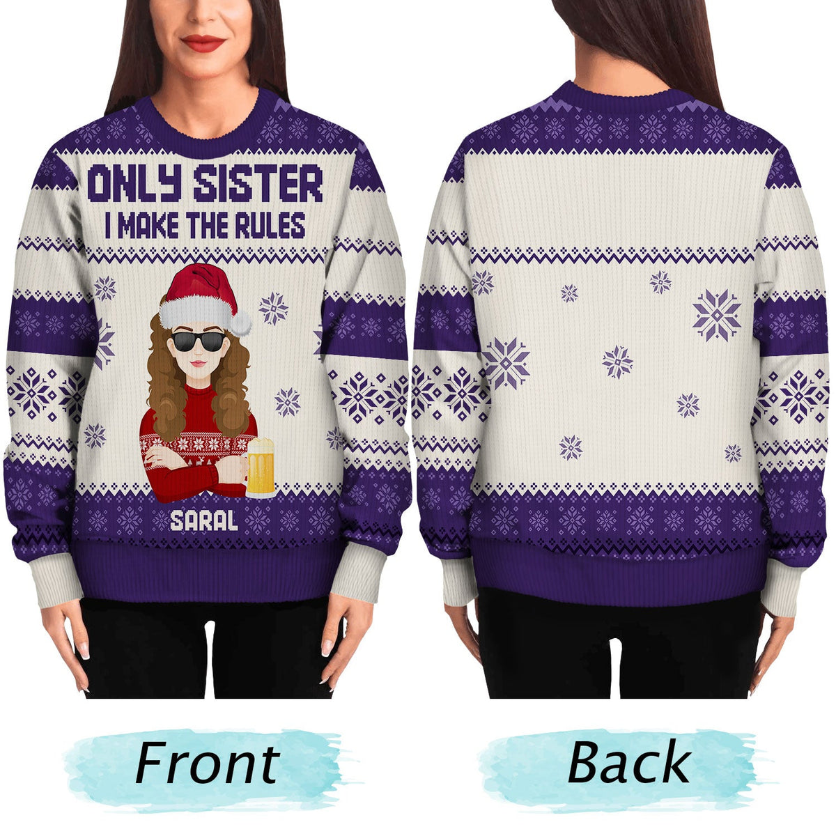 Sibling Rules - Christmas Gift For Sister, Brother, Siblings, Family - Personalized Unisex Ugly Sweater