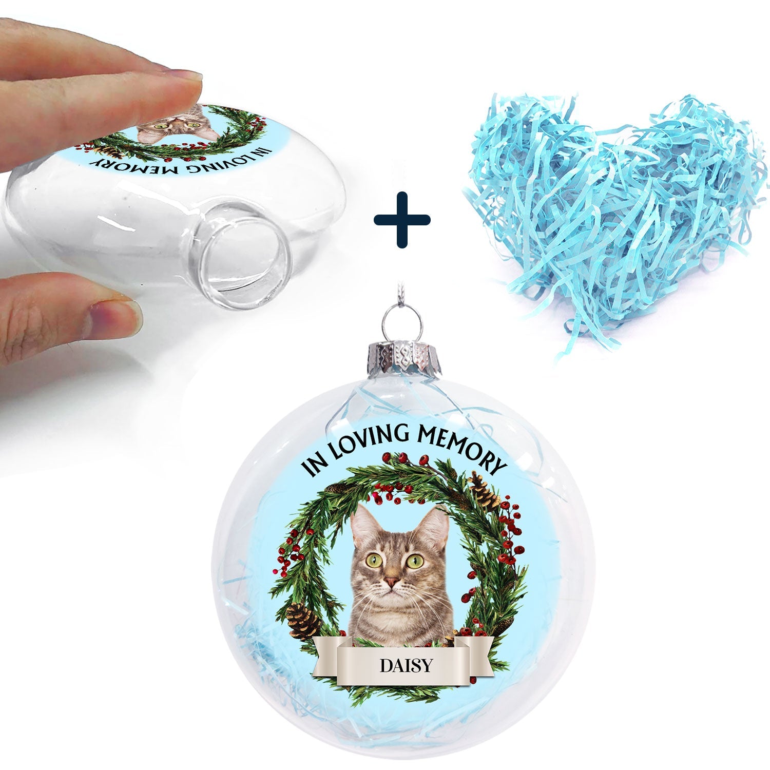 Custom Photo Lovely Dogs Cats Forever In My Heart - Christmas Memorial Gift For Pet Lovers - Personalized Clear Flat Ball Ornament