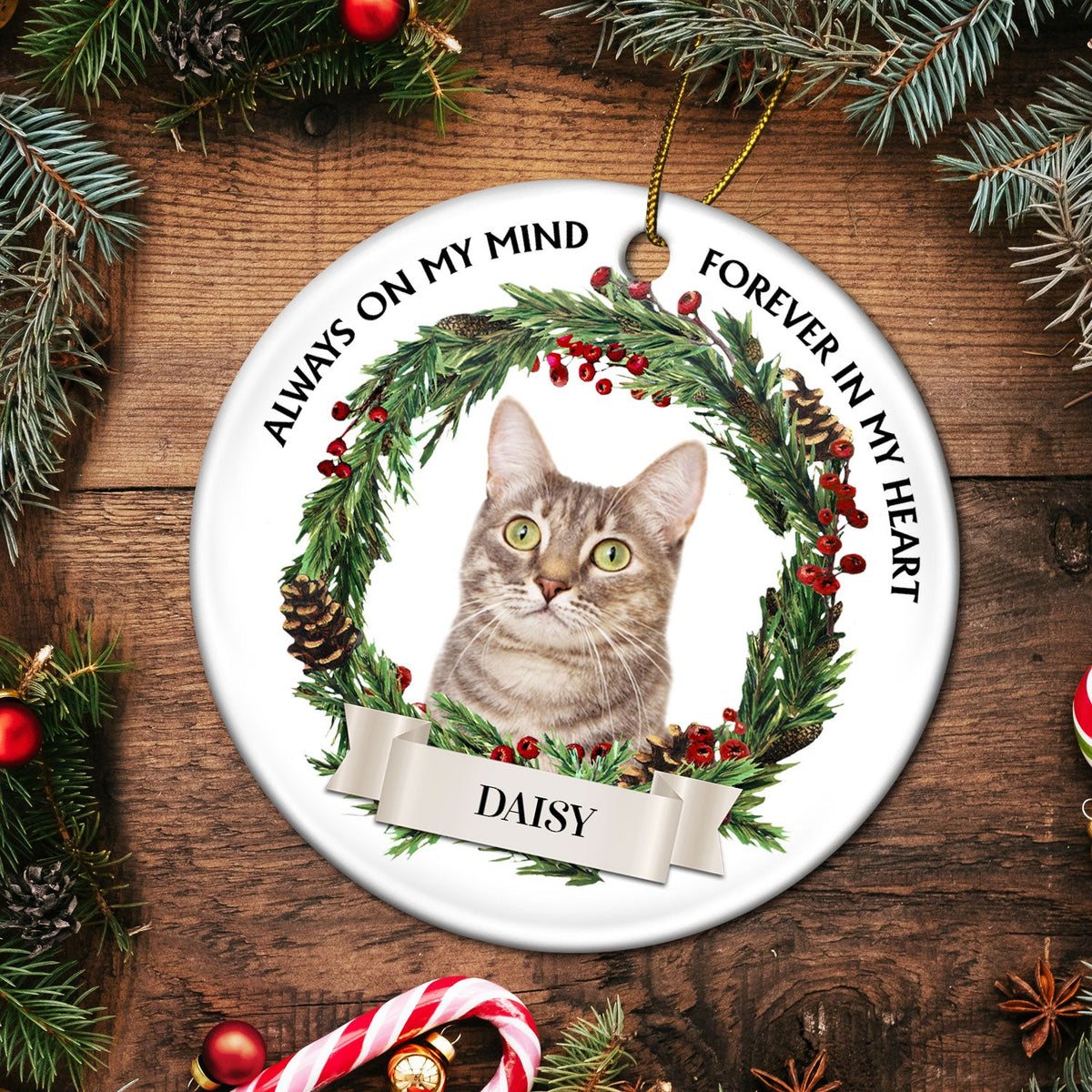 Custom Photo Dogs Cats If Love Could Have Saved You - Christmas Memorial Gift For Pet Lovers - Personalized Circle Ceramic Ornament