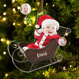 Custom Photo Cute Baby - Christmas Gift For Family, New Parents - Personalized Custom Shaped Acrylic Ornament