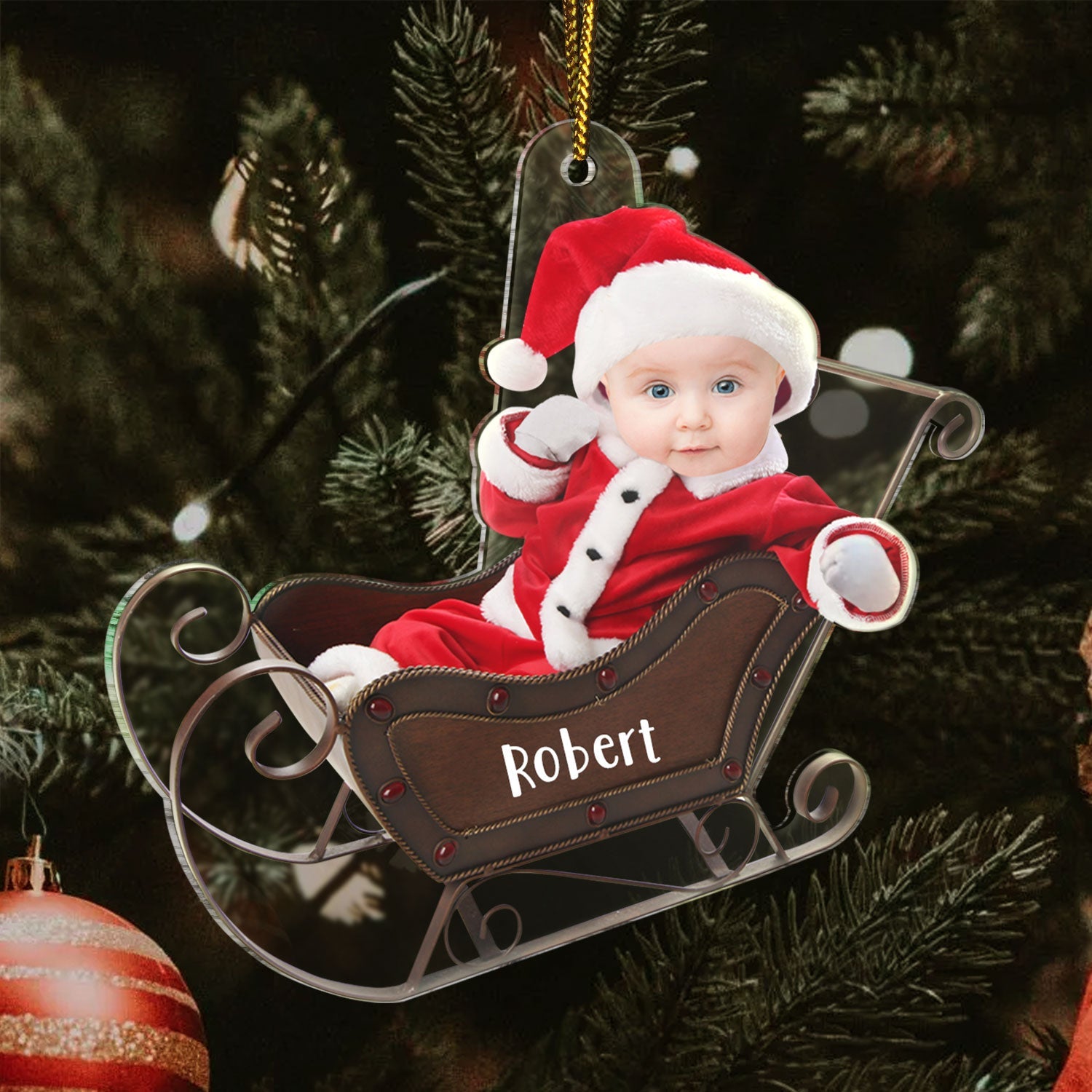 Custom Photo Cute Baby - Christmas Gift For Family, New Parents - Personalized Custom Shaped Acrylic Ornament