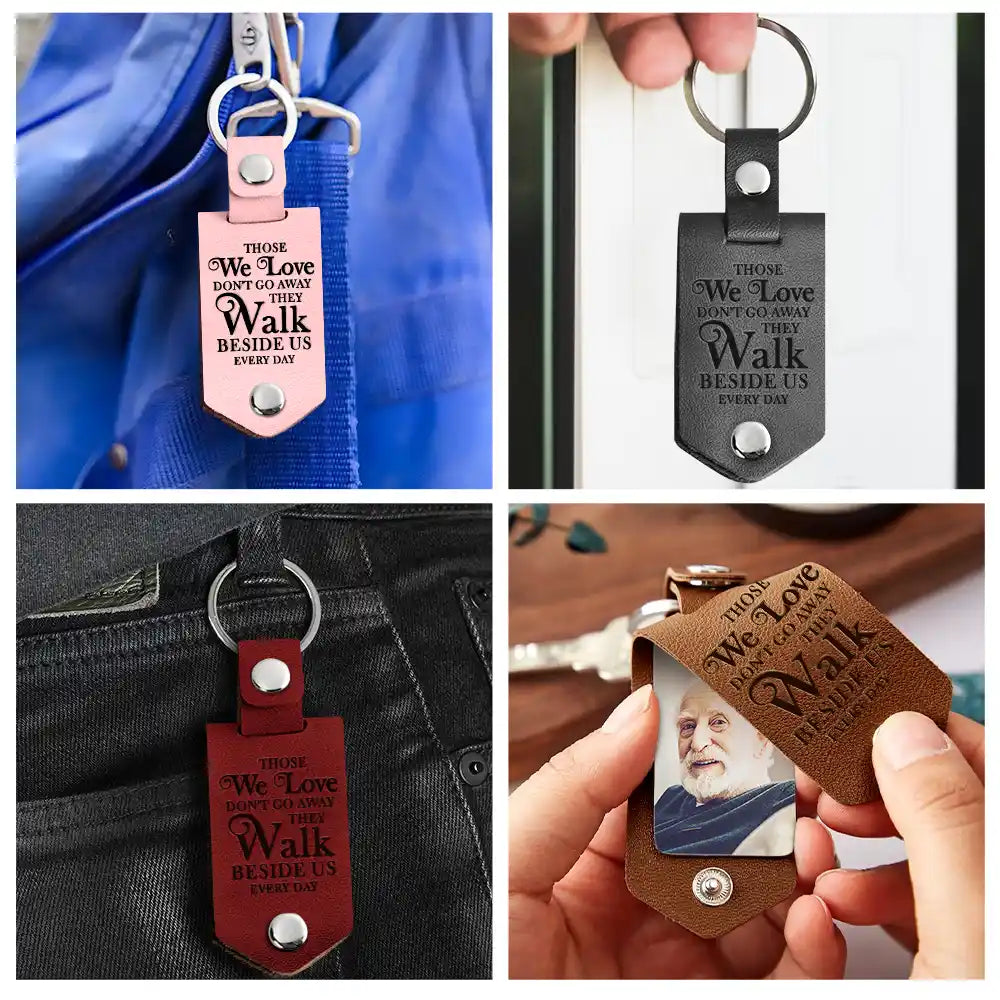 Custom Photo I'll Carry You - Memorial Gift For Mom, Dad, Family, Siblings, Friends - Personalized Leather Photo Keychain