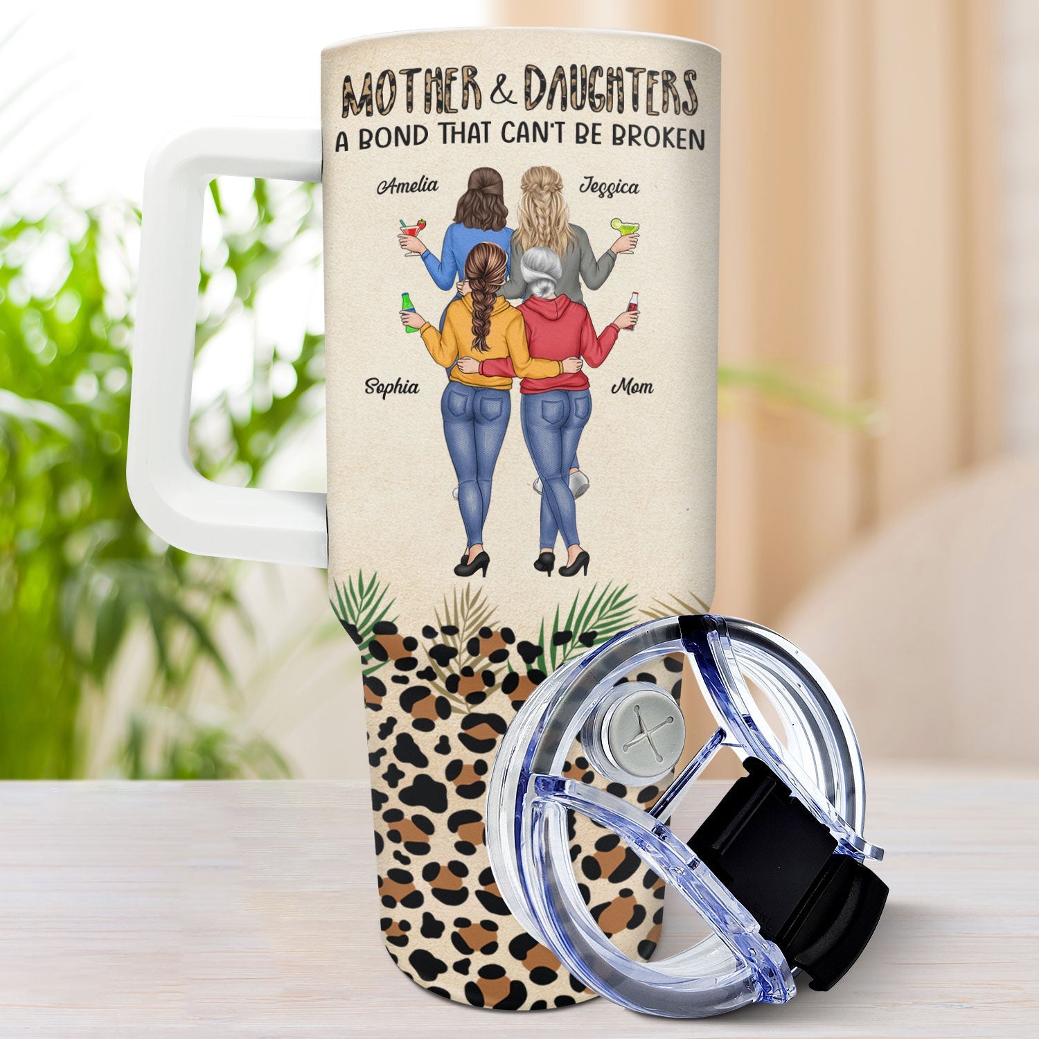 Mother & Daughters A Bond That Can't Be Broken - Gift For Mom, Mother, Grandma - Personalized 40oz Tumbler With Straw