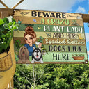 A Crazy Plant Lady & Her Spoiled Rotten Dogs Live Here - Personalized Classic Metal Signs