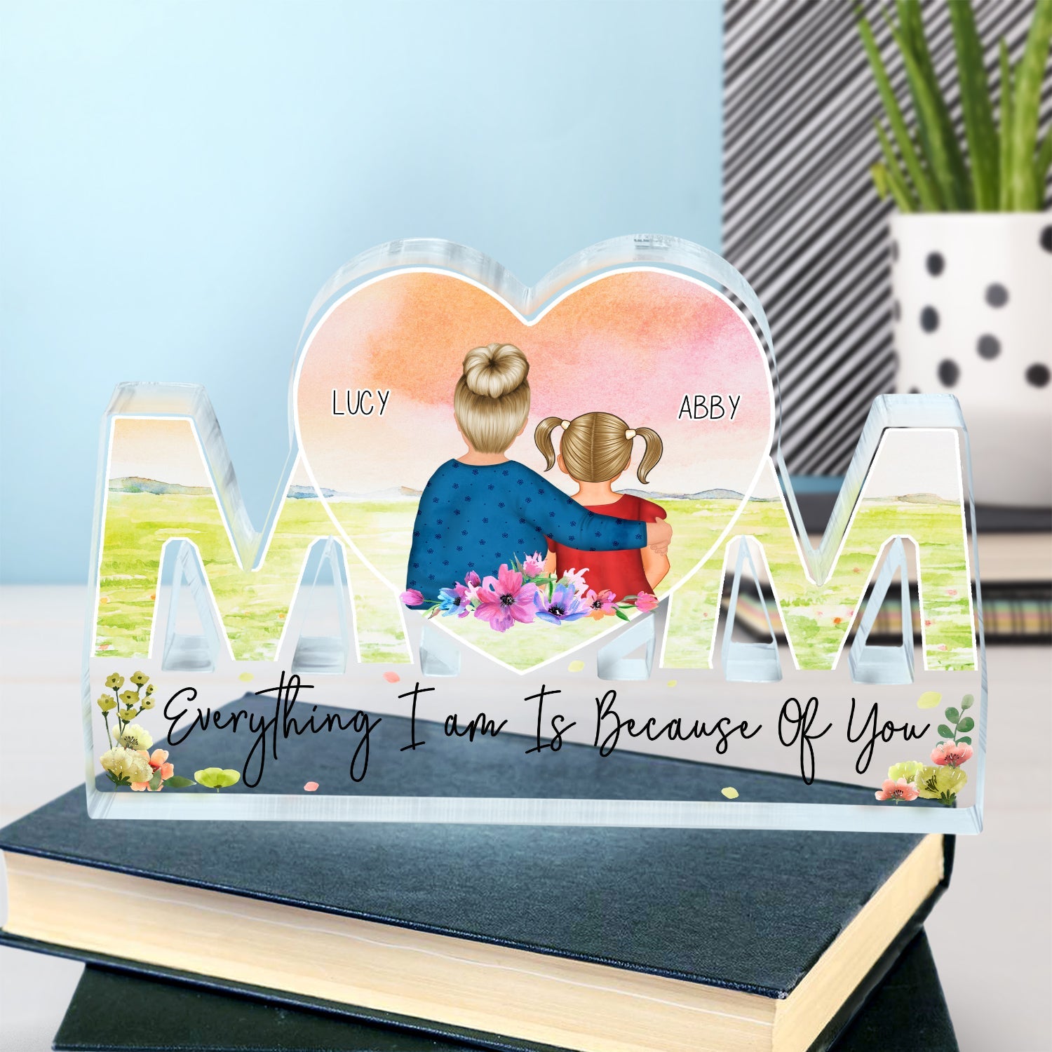 Mother And Daughter Forever Linked Together - Birthday, Anniversary, Loving Gift For Mom, Grandma, Daughter, Granddaughter - Personalized Mom Shaped Acrylic Plaque