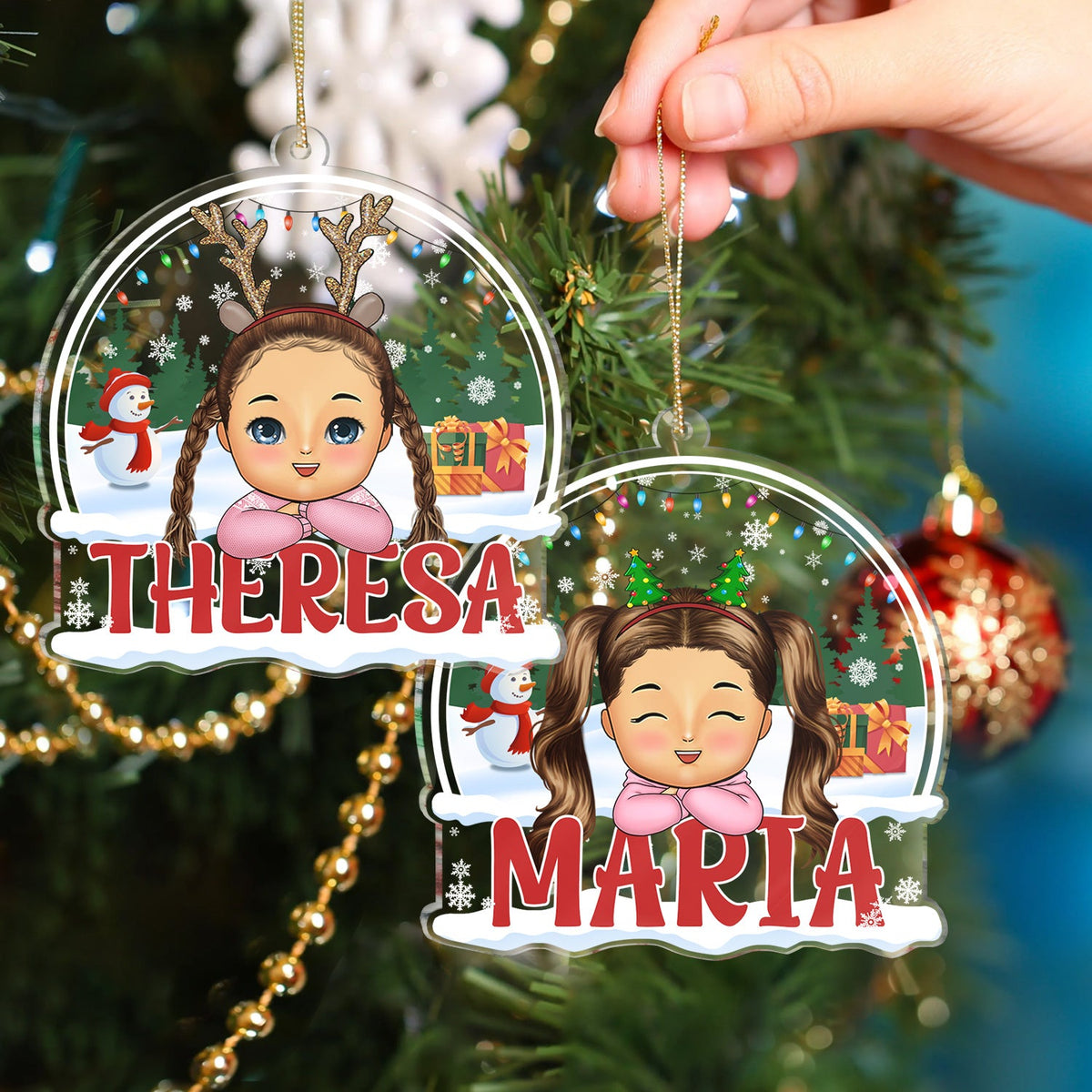 Kid Teen Baby Chibi Style - Christmas, Lovely Gift For Family, Parents, Grandparents - Personalized Custom Shaped Acrylic Ornament