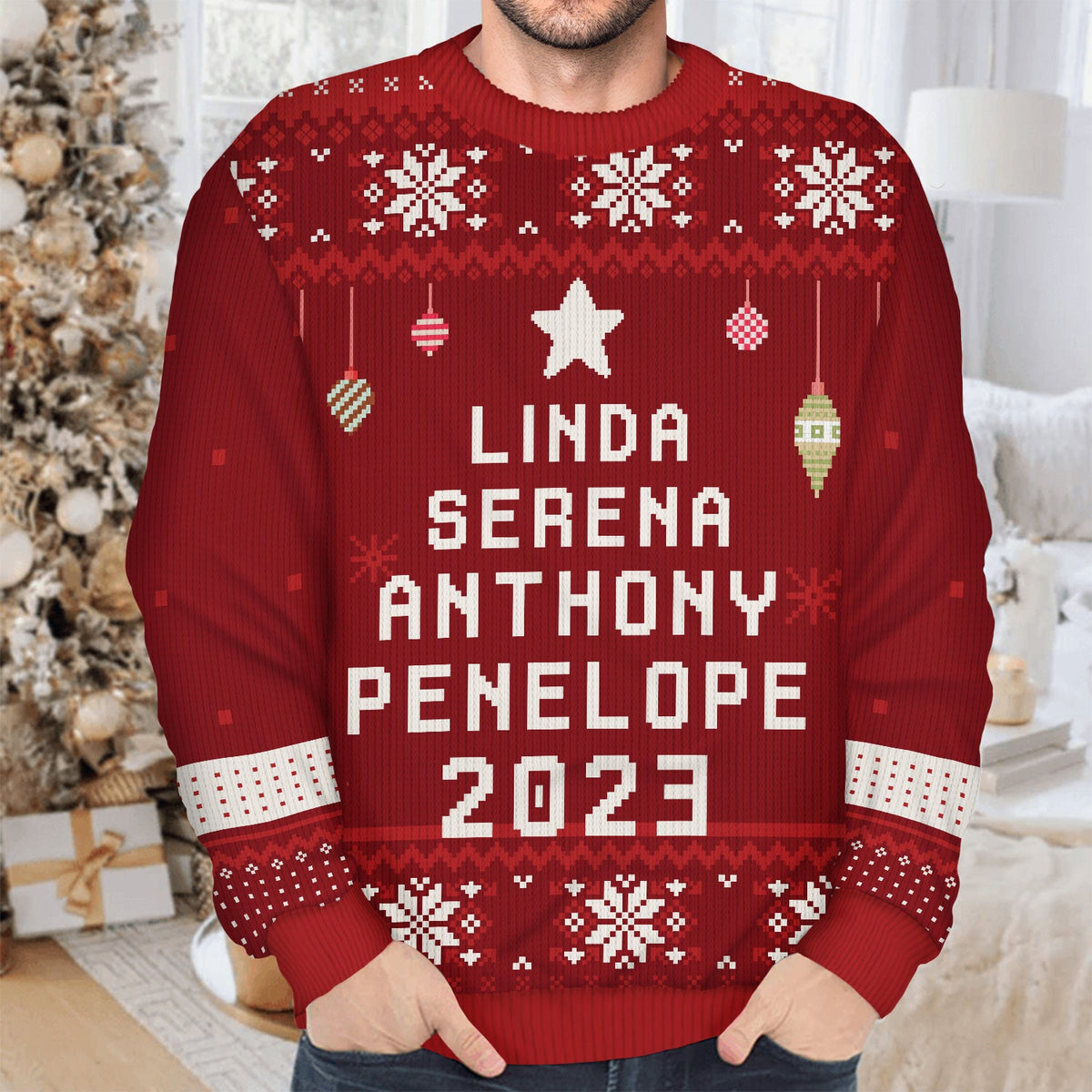 Family Christmas Tree 2023 - Xmas Gift For Parents, Grandparents, Siblings - Personalized Unisex Ugly Sweater